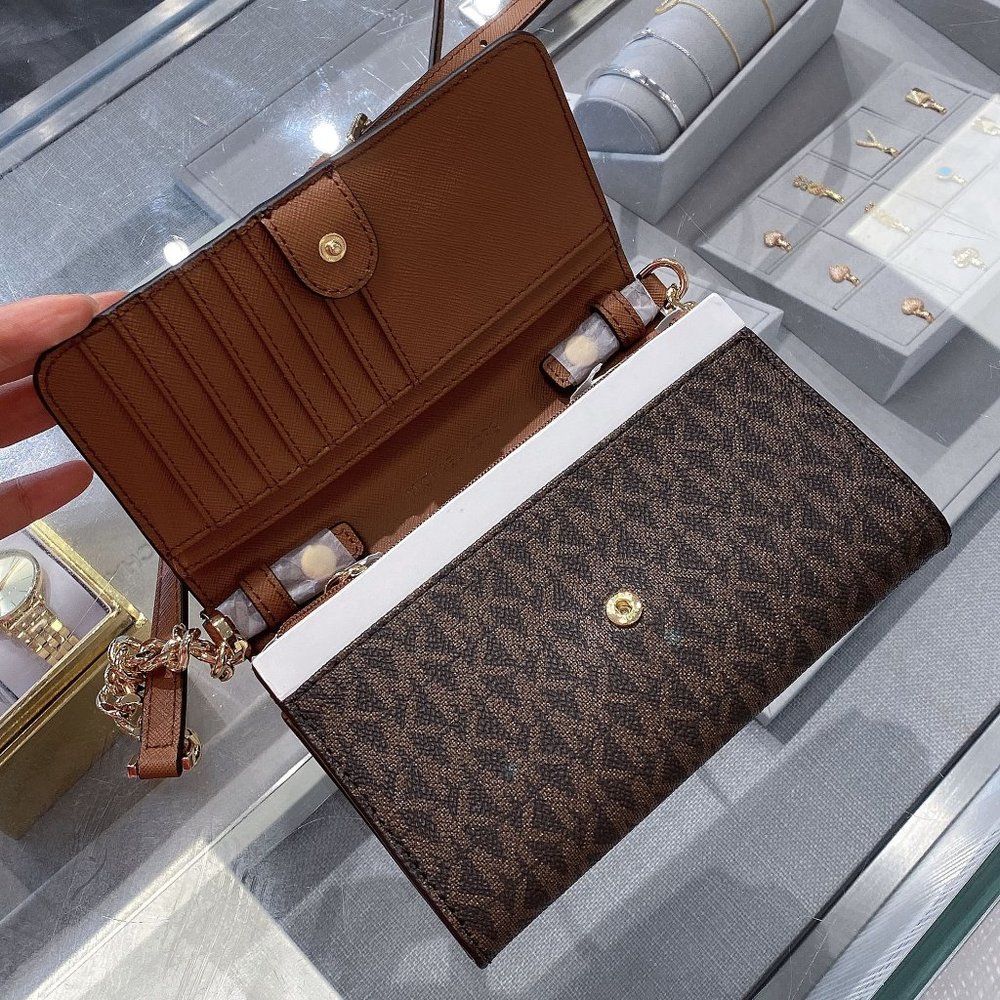 MK JST MD Phone Case Crossbody MK Signature Brown_2